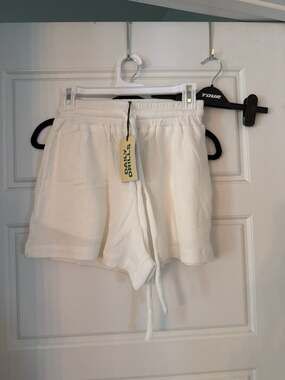 Daily Drills Ribbed Waffle Knit Shorts in Bone White